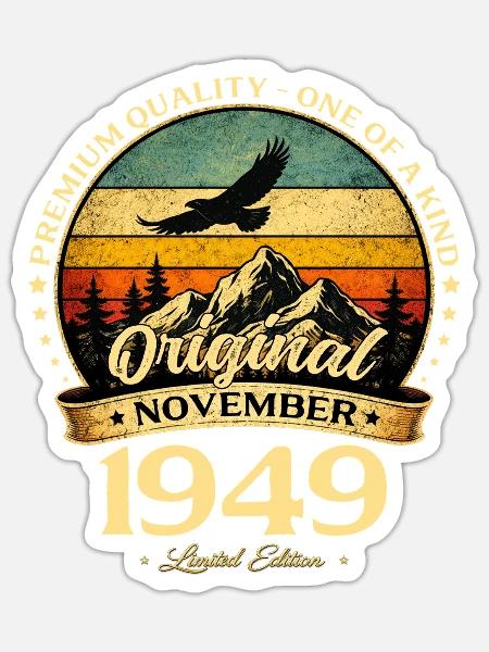 77. Geburtstag Geschenk Vintage November Jahrgang - Sticker Größe S (10 x 10 cm) - Mattweiß