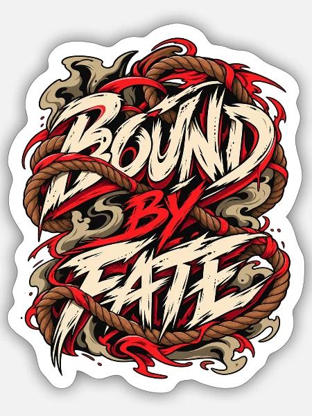 Bound by Fate: Kordelgrafik - Sticker Größe S (10 x 10 cm) - Mattweiß