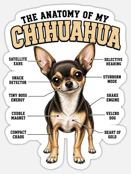 Chihuahua Hundebesitzer T Chihuahua Gassi  - Sticker Größe S (10 x 10 cm) - Mattweiß