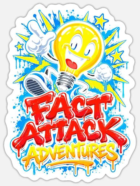 Fact Attack Adventures - Sticker Größe S (10 x 10 cm) - Mattweiß