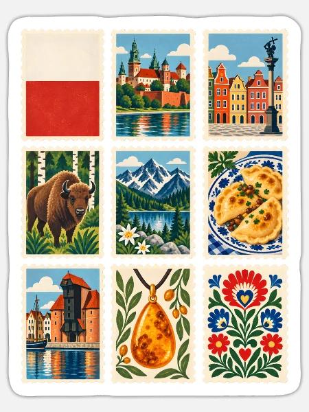 Polen Briefmarken - Sticker Größe S (10 x 10 cm) - Mattweiß