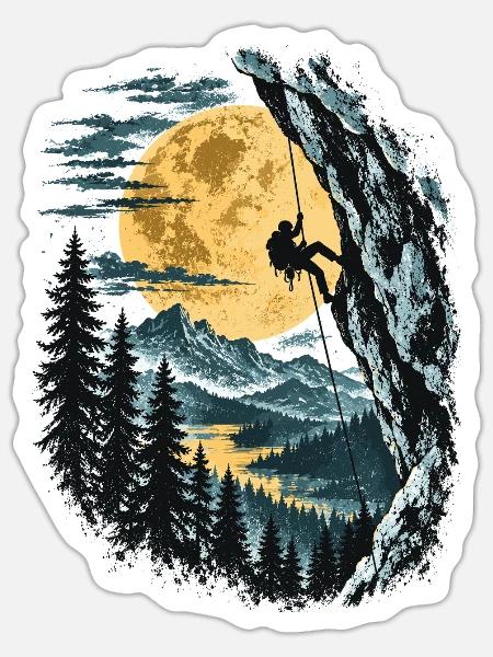 Klettern, Bergsteigen, Kletterer, Berg - Sticker Größe S (10 x 10 cm) - Mattweiß