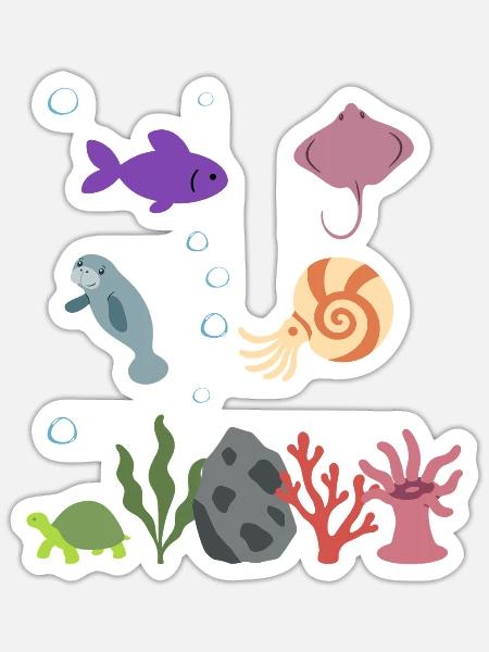 Fisch Unterwasser Kinder Rochen - Sticker Größe S (10 x 10 cm) - Mattweiß