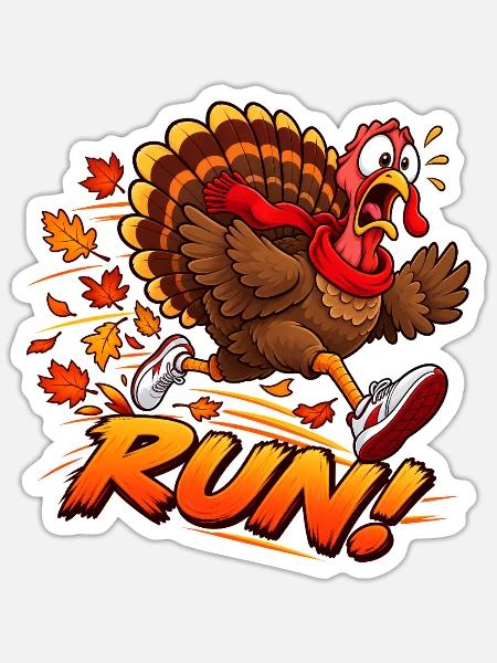 Turkey Run Costume Thanksgiving Running - Sticker Größe S (10 x 10 cm) - Mattweiß