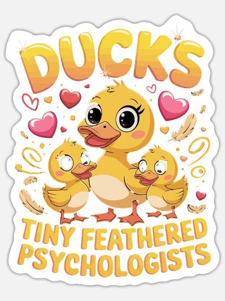 Ducks Tiny Feathered Psychologists Lustige Enten - Sticker Größe S (10 x 10 cm) - Mattweiß