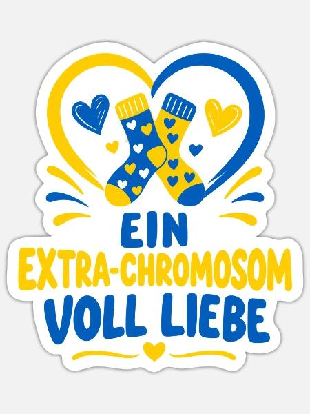 Down-Syndrom Bewusstsein – Ein Extra-Chromosom - Sticker Größe S (10 x 10 cm) - Mattweiß