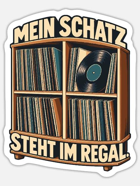 Vinyl Mein Schatz steht im Regal - Sticker Größe S (10 x 10 cm) - Mattweiß
