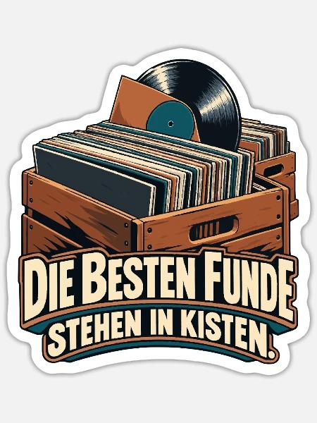 Vinyl Schätze in Holzkiste - Sticker Größe S (10 x 10 cm) - Mattweiß