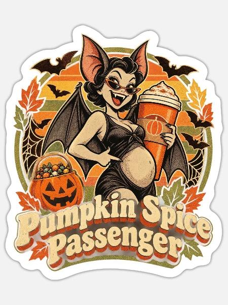 Halloween Schwangere Vampirfledermaus Pumpkin - Sticker Größe S (10 x 10 cm) - Mattweiß