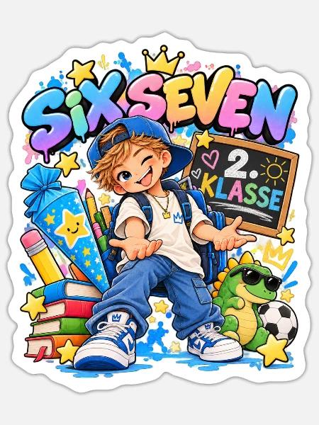SechsSieben Klasse Spaß Comic - Sticker Größe S (10 x 10 cm) - Mattweiß