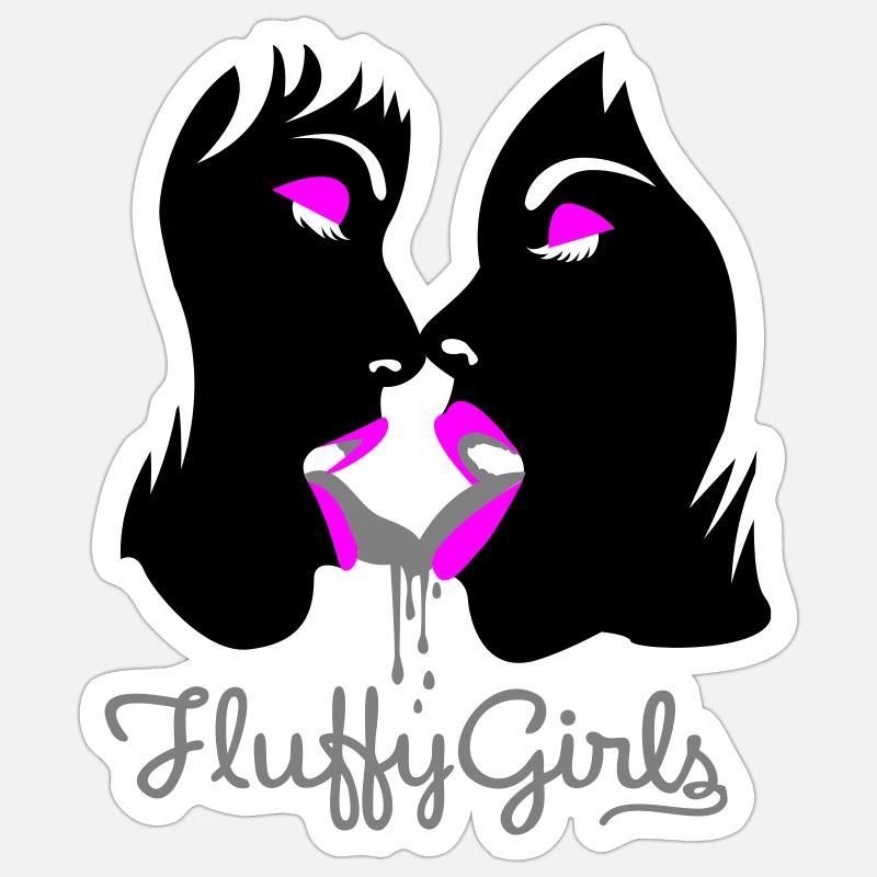 fluffy girls - Sticker size S (10 x 10 cm) - white matte