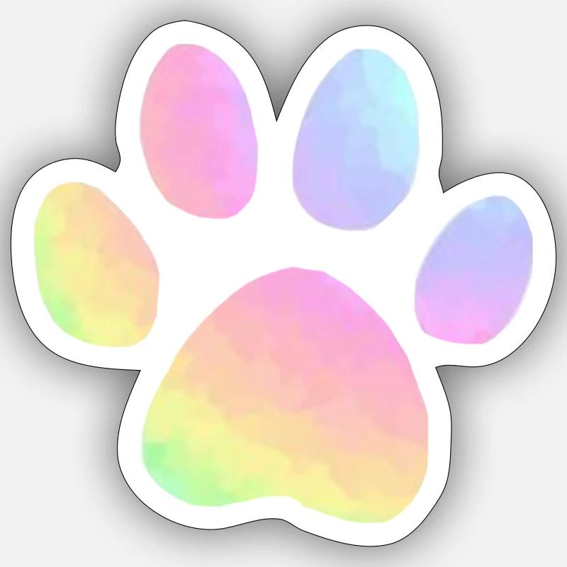 Impression pastel paw - Sticker taille S (10 x 10 cm) - blanc mat