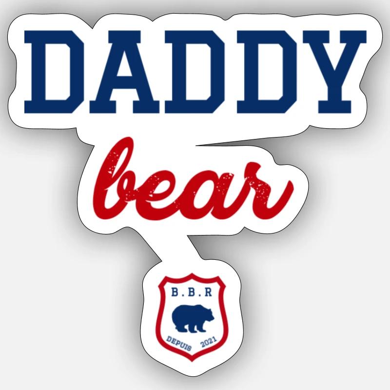 DADDY Bär - Sticker Größe S (10 x 10 cm) - Mattweiß