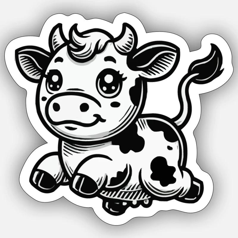 Kuh Comic Sticker Größe S (10 x 10 cm)