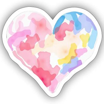 Aquarell-Herz in bunten Farben – Künstlerisches T- - Sticker Größe S (10 x 10 cm) - Mattweiß - Vorne