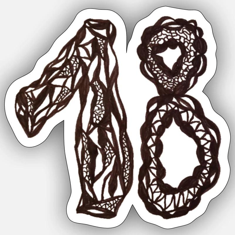 18 - Sticker Größe S (10 x 10 cm) - Mattweiß