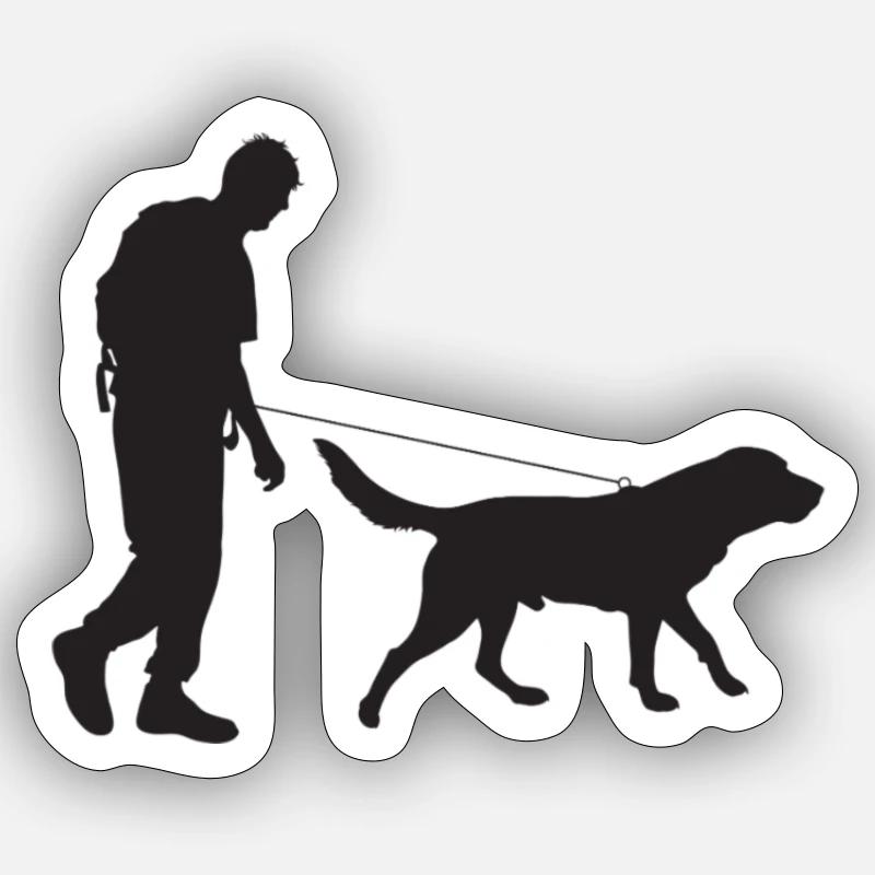 Mann und Hund - Sticker Größe S (10 x 10 cm) - Mattweiß