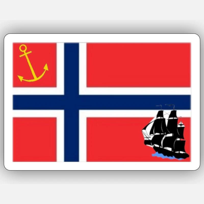 Drapeau marin Norvège - Sticker taille S (10 x 10 cm) - blanc mat