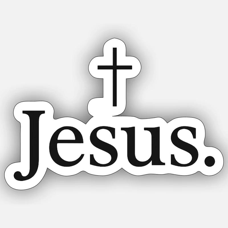 Typographie de Jesus Cross - Sticker taille S (10 x 10 cm) - blanc mat