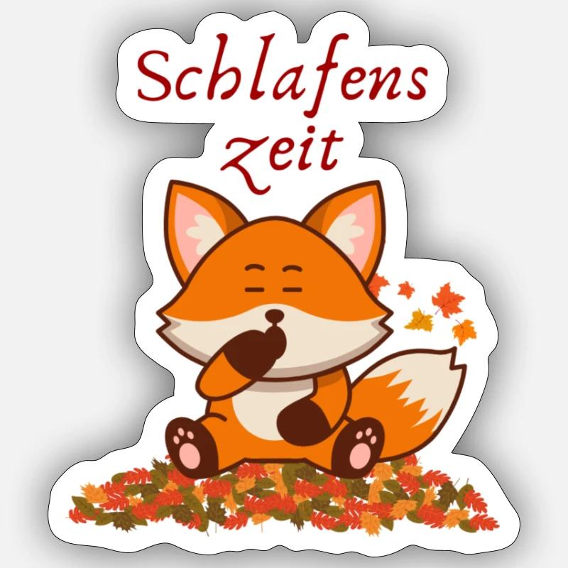 Fuchs, Schlafenszeit - Sticker Größe S (10 x 10 cm) - Mattweiß