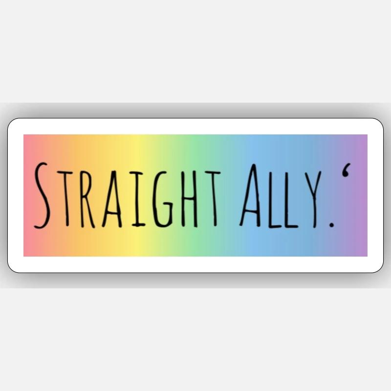 Straight Ally <3 - Sticker taille S (10 x 10 cm) - blanc mat