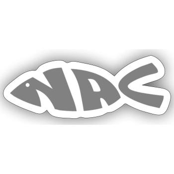 Poisson nache en gris - Sticker taille S (10 x 10 cm) - blanc mat - Devant