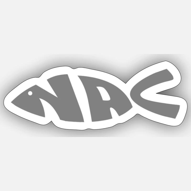 Poisson nache en gris - Sticker taille S (10 x 10 cm) - blanc mat