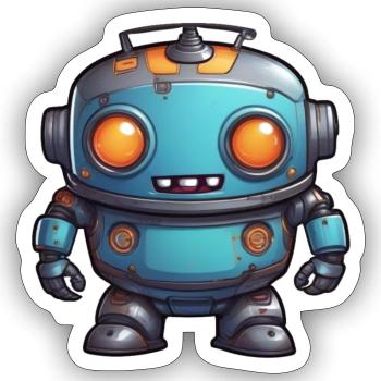 Un mignon petit robot - Sticker taille S (10 x 10 cm) - blanc mat - Devant