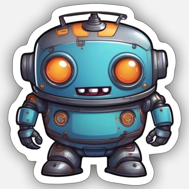 Un mignon petit robot Sticker taille S (10 x 10 cm)