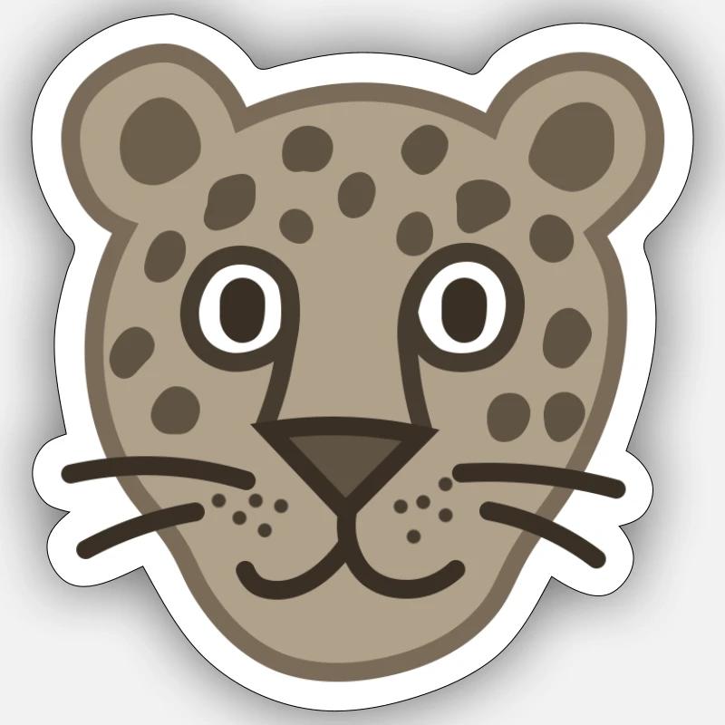 Cute Leopard Face Cartoon - Sticker size S (10 x 10 cm) - white matte