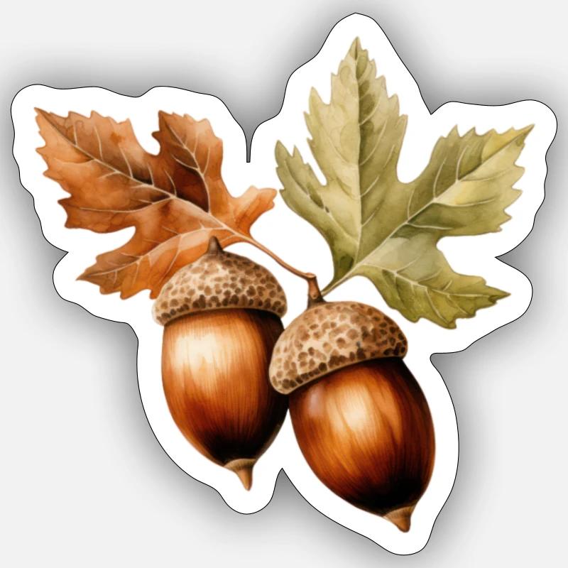 Eicheln - Sticker Größe S (10 x 10 cm) - Mattweiß