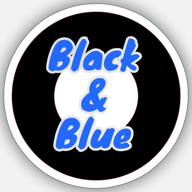 Néon circulaire noir et bleu - Sticker taille S (10 x 10 cm) - blanc mat