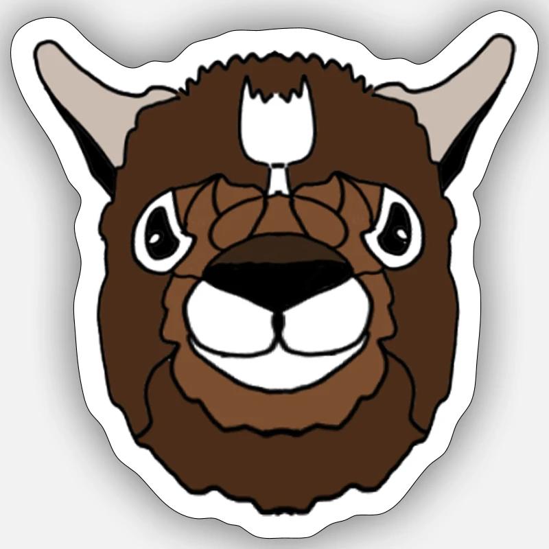 Tête de lama - Sticker taille S (10 x 10 cm) - blanc mat
