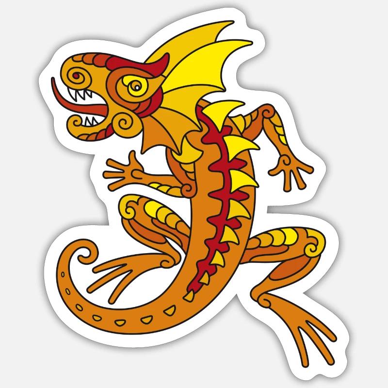 Echse (orange) Sticker Größe S (10 x 10 cm)