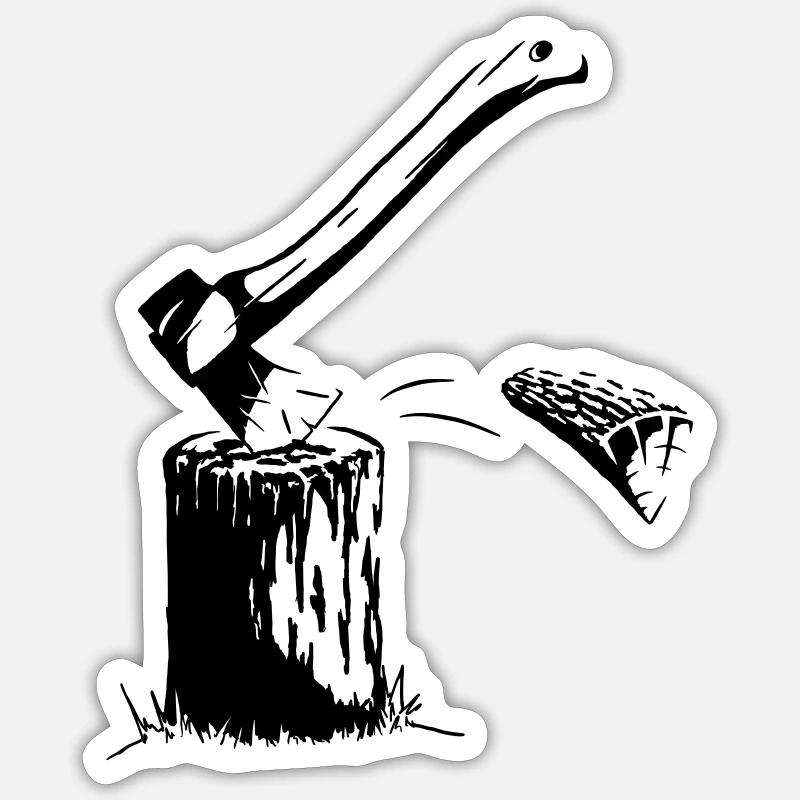 Axt & Brennholz Sticker Größe S (10 x 10 cm)