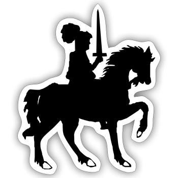 Knight with sword and horse - Sticker size S (10 x 10 cm) - white matte - Front