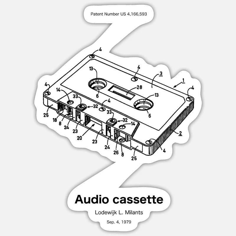 Audio compact cassette - Sticker Größe S (10 x 10 cm) - Mattweiß
