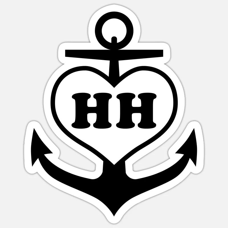 Ancre + coeur HH 1c - Sticker taille S (10 x 10 cm) - blanc mat