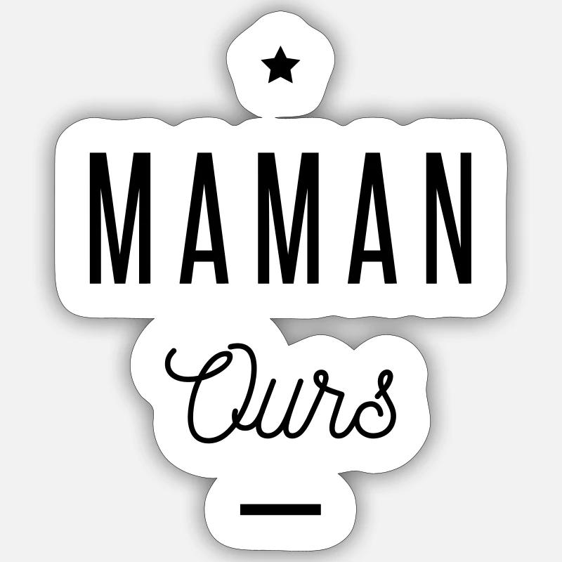 MAMAN OURS - Sticker taille S (10 x 10 cm) - blanc mat