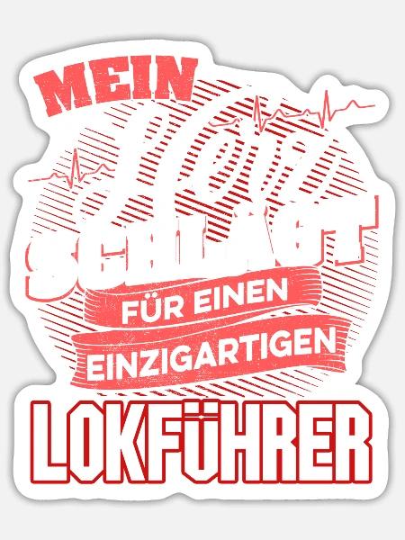 LOKFÜHRER - Mein Herz schlägt - Sticker Größe S (10 x 10 cm) - Mattweiß