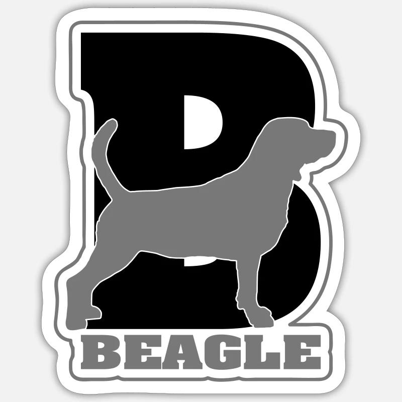 BEAGLE B - Sticker taille S (10 x 10 cm) - blanc mat