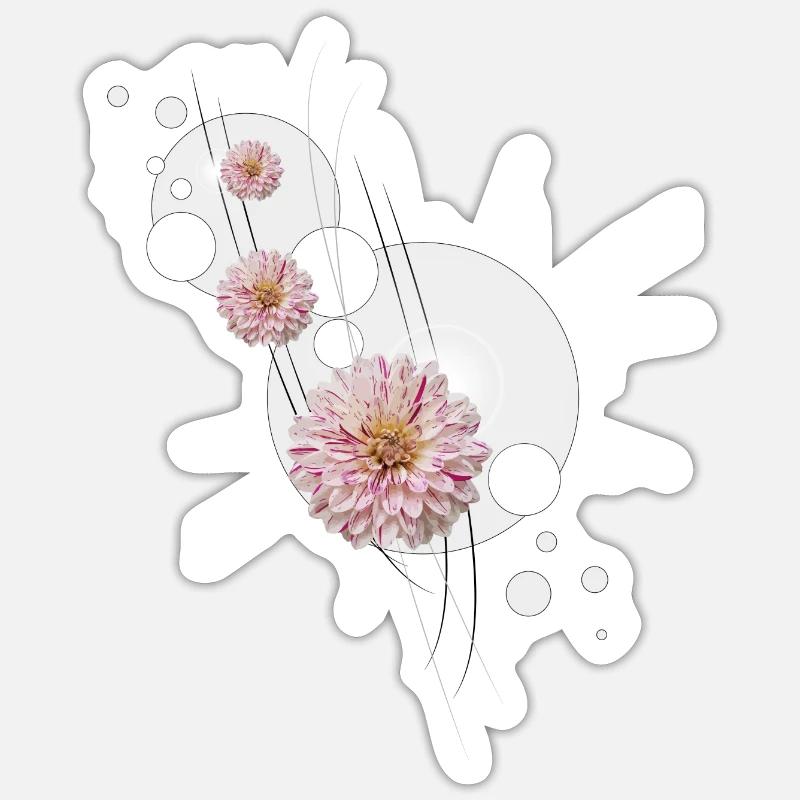 Dahlie Schnörkel grau Sticker Größe S (10 x 10 cm)