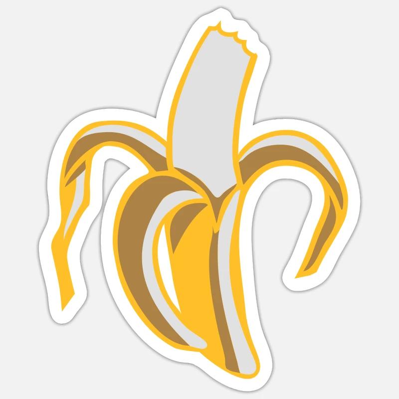 une banane à moitié mangée - Sticker taille S (10 x 10 cm) - blanc mat