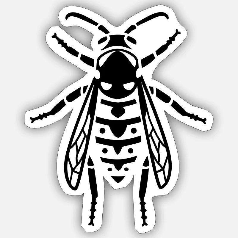 Insectes - Wasp - Sticker taille S (10 x 10 cm) - blanc mat