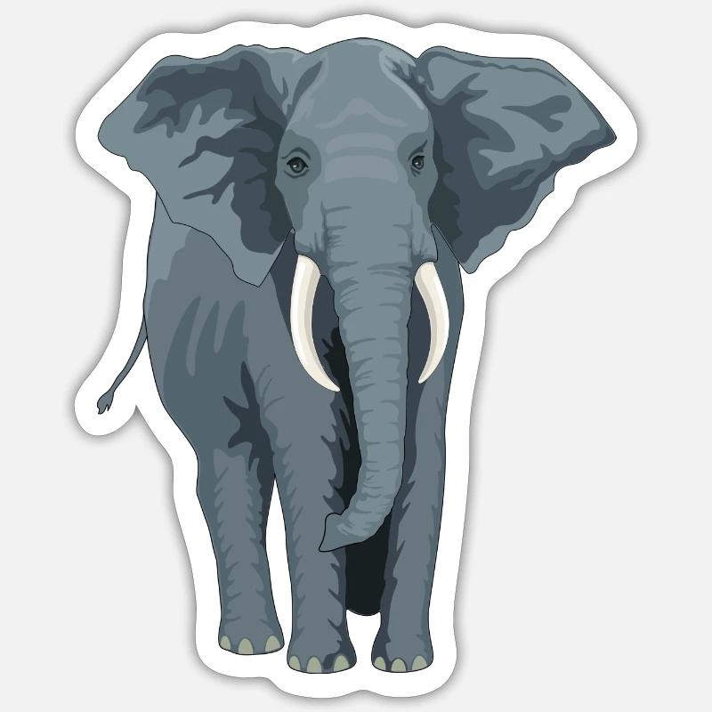 éléphant - Sticker taille S (10 x 10 cm) - blanc mat