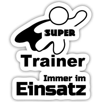 Super Trainer, Sport, Verein, Geschenk - Sticker Größe S (10 x 10 cm) - Mattweiß - Vorne