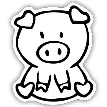 schwein - pig - Sticker Größe S (10 x 10 cm) - Mattweiß - Vorne