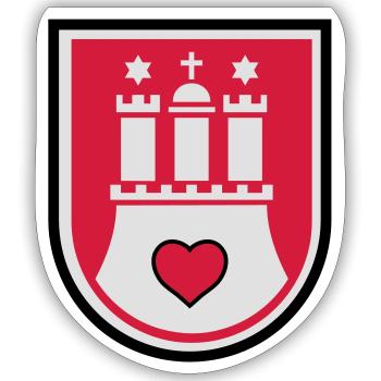 hamburg wappen - Sticker Größe S (10 x 10 cm) - Mattweiß - Vorne