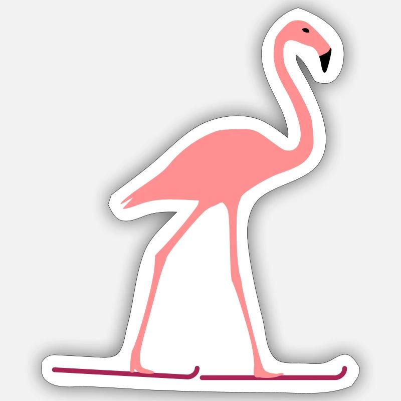 Flamingo skis - Sticker size S (10 x 10 cm) - white matte