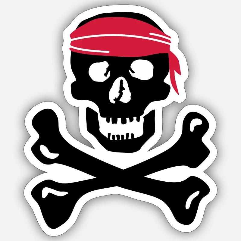 Pirate - Sticker taille S (10 x 10 cm) - blanc mat
